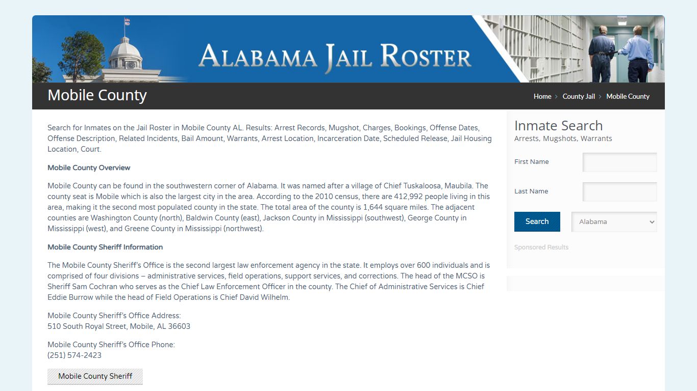 Mobile County | Alabama Jail Inmate Search